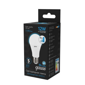Лампа светодиодная диммируемая Gauss E27 12W 6500K матовая 102502312-S