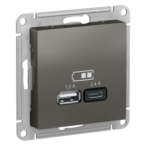 Розетка USB для зарядки A+C, сталь, AtlasDesign  Schneider Electric ATN000939