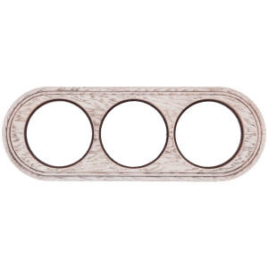 Рамка 3 местная деревянная на бревно D200 мм, овал, Дуб выбеленный/Корич. патина, Salvador НО13ВДК200