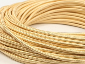 Ретро кабель круглый 3x2,5 золотой шёлк (бухта 50 м.), Interior Wire ПДК3250-ЗЛШ