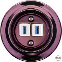 Розетка USB для зарядки, фиолетовый металлик, Katy Paty PEMAGsUSBw 
