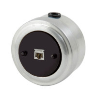 Розетка компьютерная RJ45 Cat.5E из металла, алюминий/чёрный Vintage М1-27-24bl
