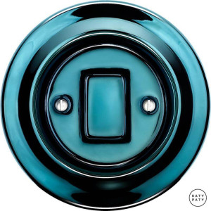 Выключатель кнопочный 1 кл. проходной, синий металлик, Katy Paty PEAZGW6 