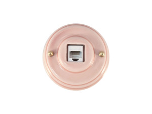 Розетка комп. RJ45 cat.6, керамика, Розовый Rosa, золотистая фурнитура, Leanza РК6ДЗ