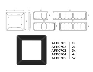 Рамка 2 местная пластик, Черный матовый, ALFA Line Ambrella Volt AF110702
