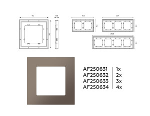 Рамка 3 местная пластик, Темная бронза матовый, ALFA Qubi Ambrella Volt AF250633