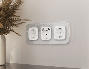 Рамка 2 местная стекло органическое, Серебро, OMEGA Radian Ambrella Volt OF320402