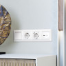 Розетка USB для быстрой зарядки тип A+C, Белый глянец, ALFA Quant Ambrella Volt MA111010