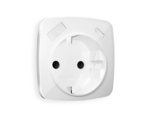 Лицевая панель розетки с З/К и USB зарядкой А+С с шторками, Белый глянец, OMEGA Quant Ambrella Volt OP1100