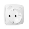 Лицевая панель розетки с З/К и USB зарядкой А+С с шторками, Белый глянец, OMEGA Quant Ambrella Volt OP1100
