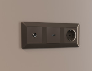 Лицевая панель розетки HDMI, Темная бронза матовый, ALFA Quant Ambrella Volt AP6440