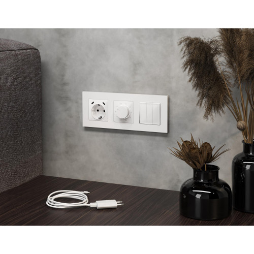 Лицевая панель терморегулятора теплого пола механического, Белый глянец, ALFA Quant Ambrella Volt AP1057