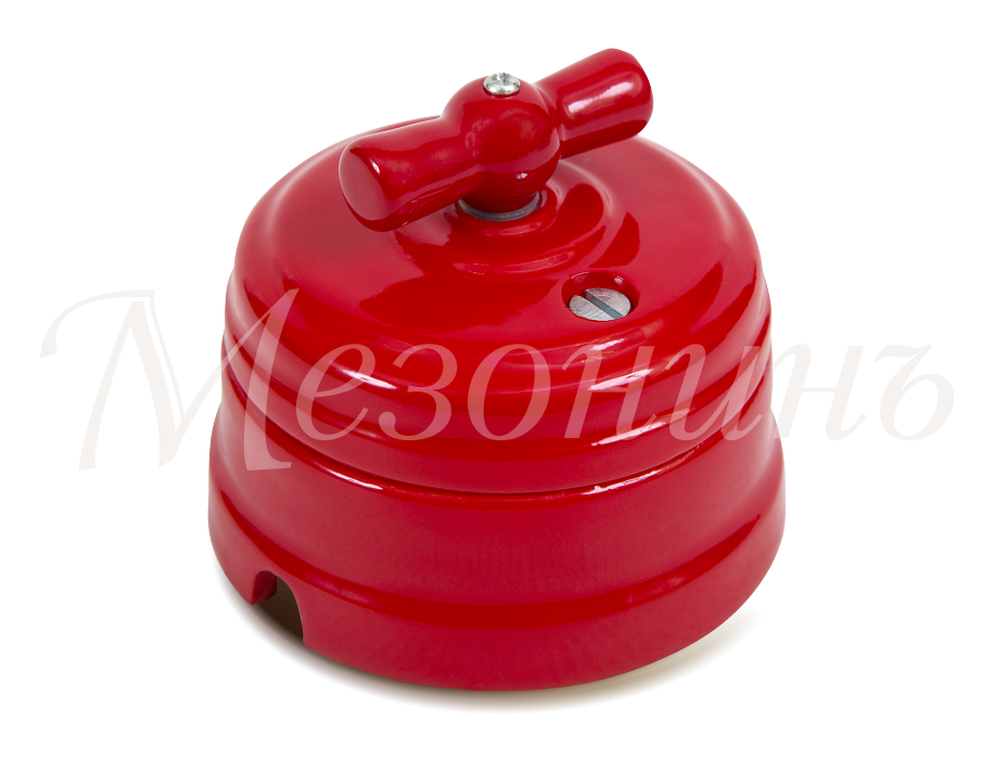 Выключатель фарфоровый 1 кл. проходной (2 положения), Красный, ТМ МезонинЪ GE70404-06