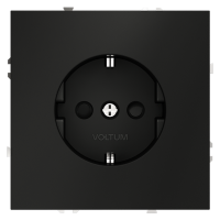 Розетка с З/К и шторками, Черный матовый, VOLTUM S70 VLS040208