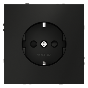 Розетка с З/К и шторками, Черный матовый, VOLTUM S70 VLS040208