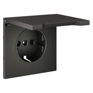 Лицевая панель для розетки с З/К, шторками и крышкой, Титан, S70 Voltum VLS000806