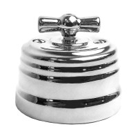 Выключатель кермика 1 кл. проходной (2 положения), серебро, EDISEL Grand KGSw1-5SM