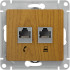 Розетка двойная комп. RJ45 cat 5e + телеф. RJ11, Дуб, Glossa SE GSL000585