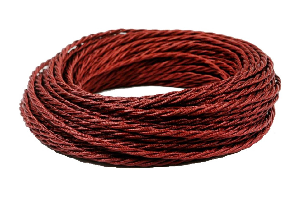 Ретро кабель витой 2x1,5 Гранатовый шелк, Interior Wire ПРВ2150-ГРШ  (1 метр)