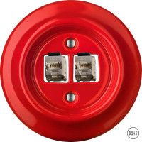 Розетка комп. фарфоровая RJ45 cat.6е, ярко-красный глянцевый, Katy Paty NIROGsCat6a 