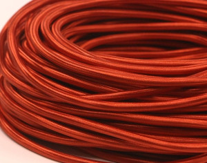 Ретро кабель круглый 3x2,5 красный шёлк (бухта 50 м.), Interior Wire ПДК3250-КРШ