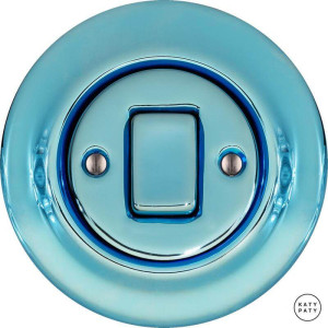 Выключатель кнопочный 1 кл. проходной, голубой металлик, Katy Paty PECAGW6 