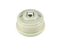Розетка комп. RJ45 cat.6, керамика, зеленый verde, серебристая фурнитура, Leanza РК6ЗС
