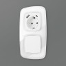 Лицевая панель розетки с З/К и USB зарядкой А+С с шторками, Белый матовый, OMEGA Quant Ambrella Volt OP1300