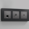 Лицевая панель розетки HDMI, Антрацит серый, ALFA Quant Ambrella Volt AP6640