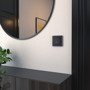 Выключатель 2 кл. проходной c подсветкой, Hammer черный, Werkel W1222108