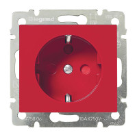 Розетка с З/К со шторками, красная, Valena Classic Legrand 774327
