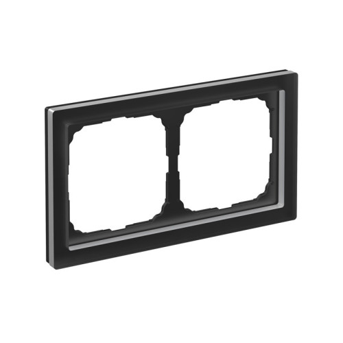 Рамка 2 местная, натуральное стекло, Черный матовый, ArtGallery SE GAL331002