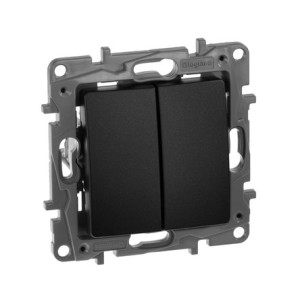 Выключатель 2 клав., антрацит, Etika Legrand 672602