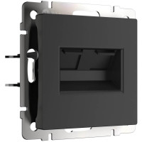 Розетка компьютерная 2-я RJ45 Cat. 5e, Черный матовый, Werkel W1182208