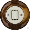Выключатель кнопочный 2 кл., американский орех глянцевый, Katy Paty LINUMG2Sl5 