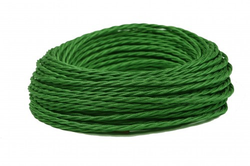 Ретро кабель витой 2x1,5 Зеленый шелк, Interior Wire ПРВ2150-ЗНШ  (1 метр)