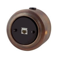 Розетка компьютерная RJ45 Cat.5E из металла, патина/чёрный Vintage М1-27-27bl