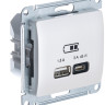 Розетка USB для быстрой зарядки, тип A+C 45ВТ, Перламутр, AtlasDesign SE GSL000629