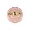 Выключатель керамика 1 кл. проходной (2 положения), розовый rosa, ручка золото, Leanza ВППДЗ