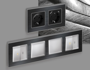 Рамка 2 местная стекло органическое, Черный\Сталь, ALFA Arctic Ambrella Volt AF580532