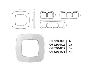 Рамка 4 местная стекло органическое, Серебро, OMEGA Radian Ambrella Volt OF320404