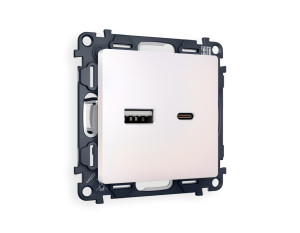 Розетка USB для быстрой зарядки тип A+C, Жемчуг, ALFA Quant Ambrella Volt MA211010