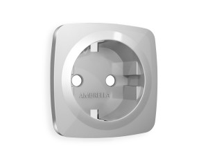 Лицевая панель розетки с З/К, Серебро глянец, OMEGA Quant Ambrella Volt OP4060
