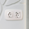 Лицевая панель розетки с З/К и USB зарядкой А+С с шторками, Жемчуг, OMEGA Quant Ambrella Volt OP2100