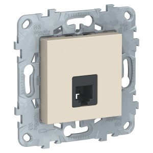 Розетка телефонная RJ11, Бежевый, Unica New Schneider NU549244