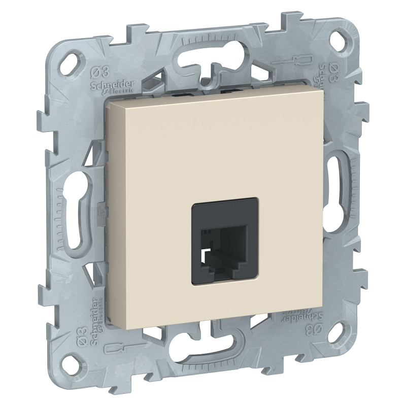 Розетка телефонная RJ11, Бежевый, Unica New Schneider NU549244