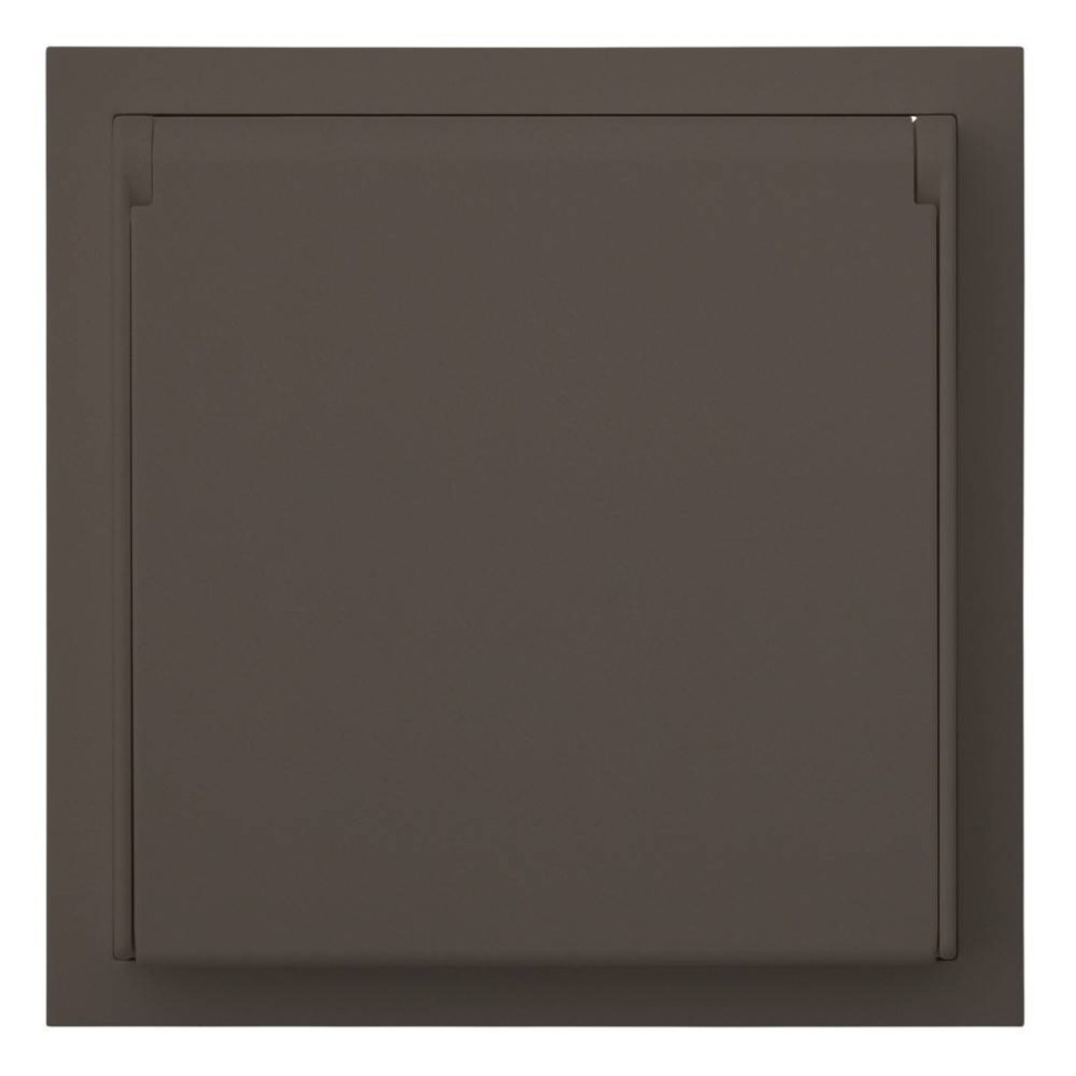 Розетка с З/К с крышкой, герметичная IP44, Капучино, Rikkett 35946 CP