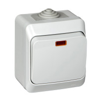 Выключатель 1 кл. с подсветкой 10А 250В, IP44, Серый, Этюд SE BA10-045C
