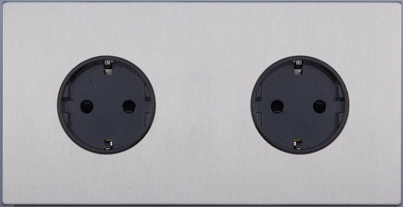 Розетка 2-ая с З/К (внутренний монт.), Никель, Castilla Salvador SJAN55BC11