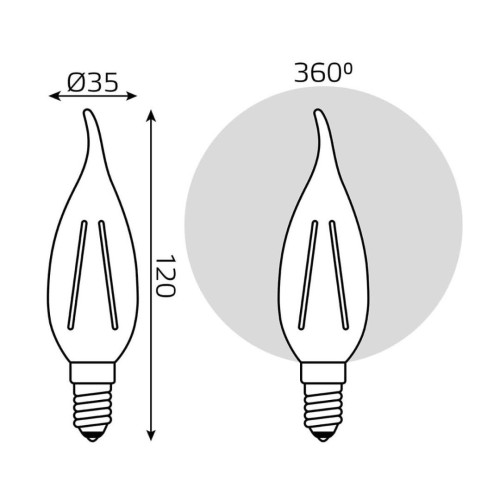 Лампа светодиодная филаментная диммируемая Gauss E14 7W 4100K прозрачная 104801207-S